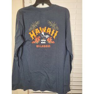 Womens Billabong Hawaii Rooster Graphic LS T-Shirt L Cotton Blue NWOT Surfer